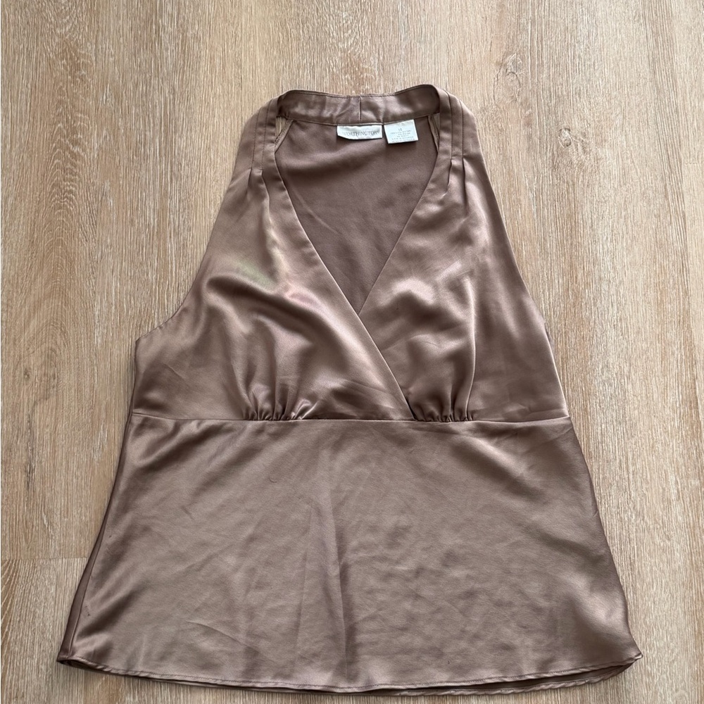 Brown Satin Halter Top